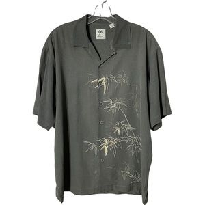 🎉HP🎉- Brigata Sage Green Men’s Button Down Short Sleeve Shirt 100% Silk …